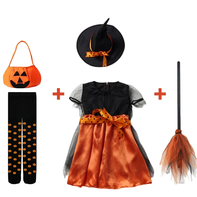 Kostum Halloween Anak-anak untuk Anak Perempuan Cosplay Penyihir Vampir Hitam Gaun Jubah Tudung Merah Kecil Pakaian Bola Topeng Anak Laki-laki