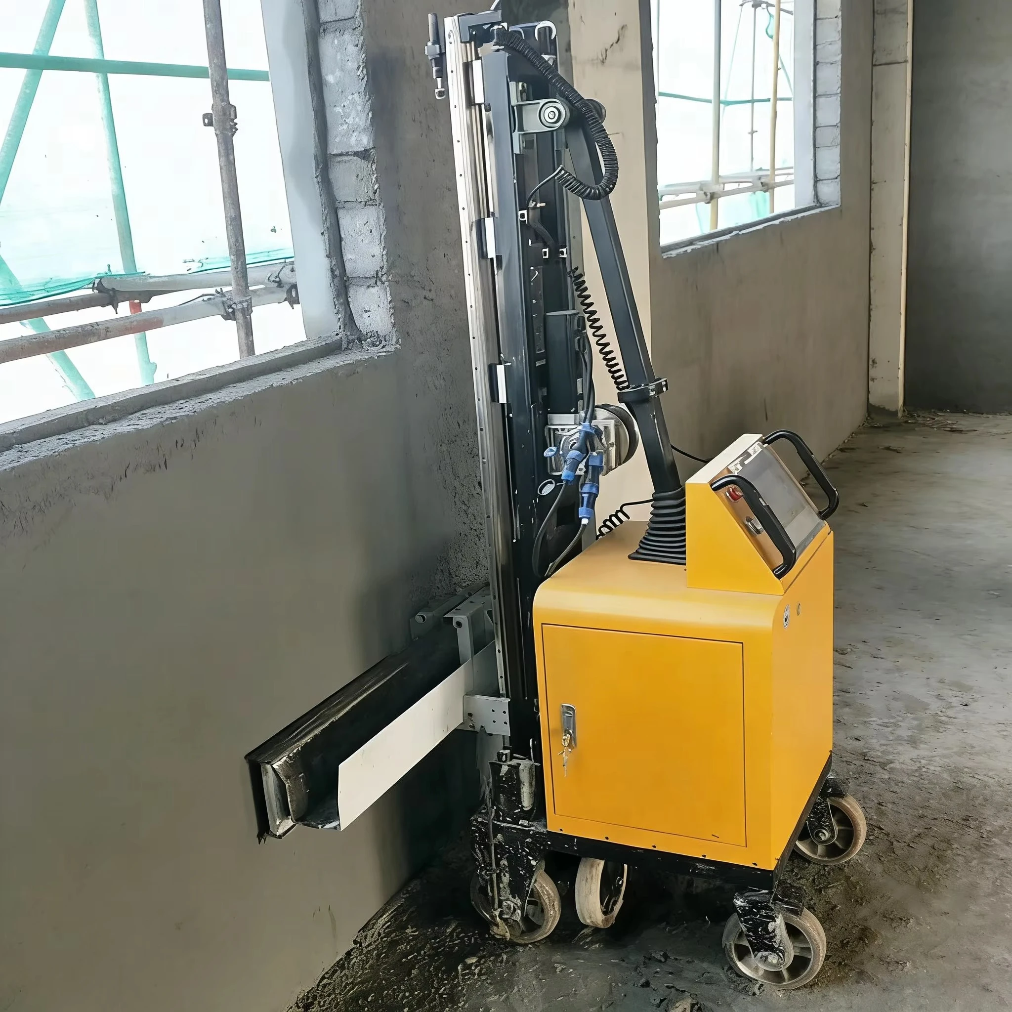 Wall Plaster Robot Mobile Push Handle Compact Body Easy Transfer Home Decoration Gypsum Mortar Screeding Equipment