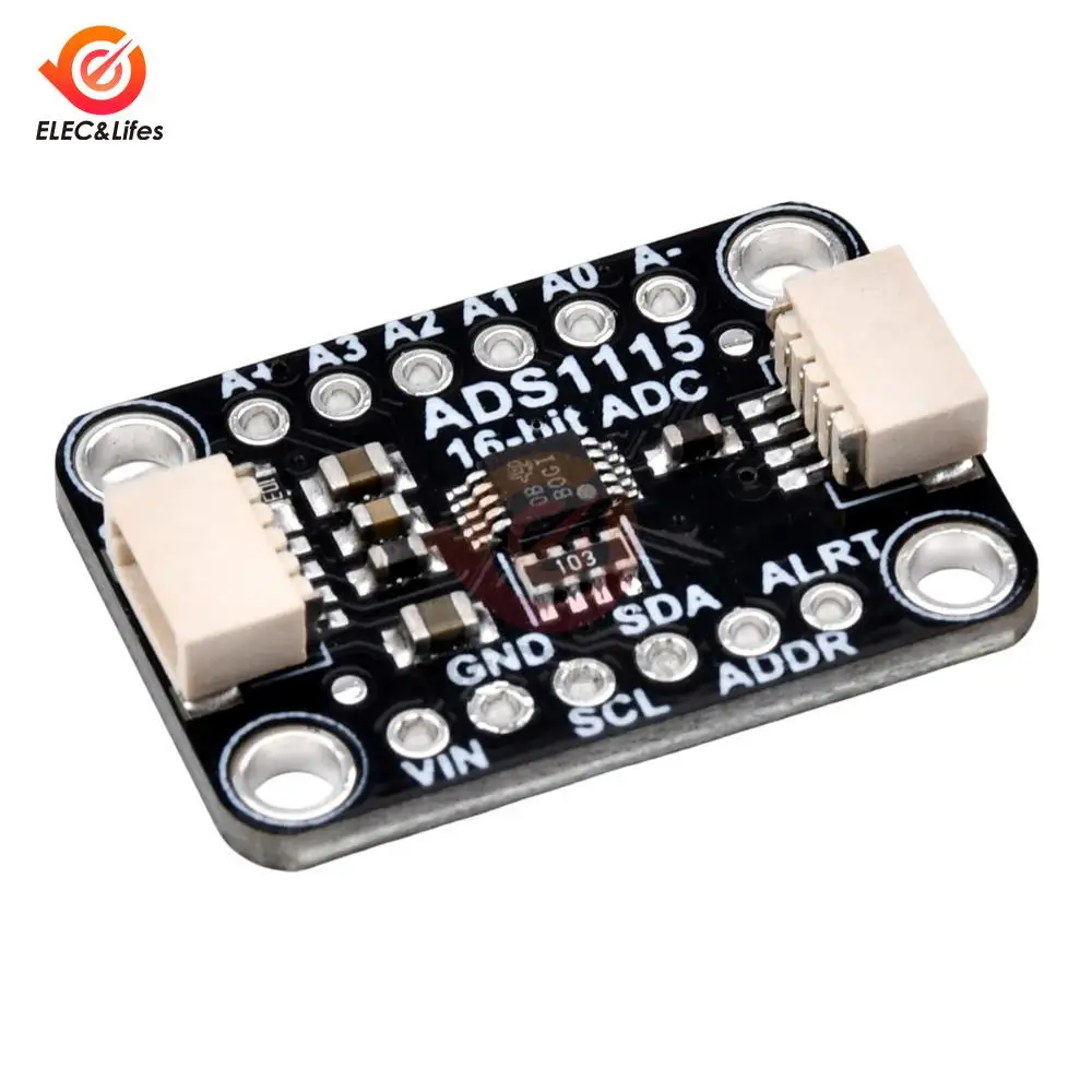 ADS1115 16 بت I2C وحدة الدقة ADC 4 قناة مجلس التنمية برو كسب مكبر للصوت 2.0 فولت إلى 5.5 فولت ل اردوينو التوت فطيرة