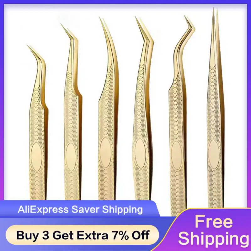 Precision Volume Eyelash Tweezers Professional Stainless Steel Eyelash Extension Clip Individual Curved Strip Lash Tools