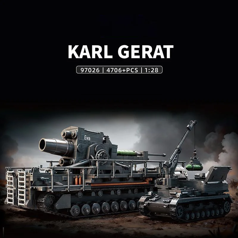 New In‑Stock Karl‑Gerat Siege Mortar Building Blocks Set, 1:28 Scale Educational Model, Ideal Gift for Collectors,GO97026