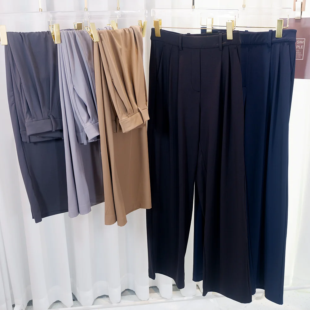 Women's Autumn Casual Cargo Suit Pants, Drapey High-Waist Wide-Leg Trousers, Slimming, High-Stretch, Soft, Sport Drawstring image 2