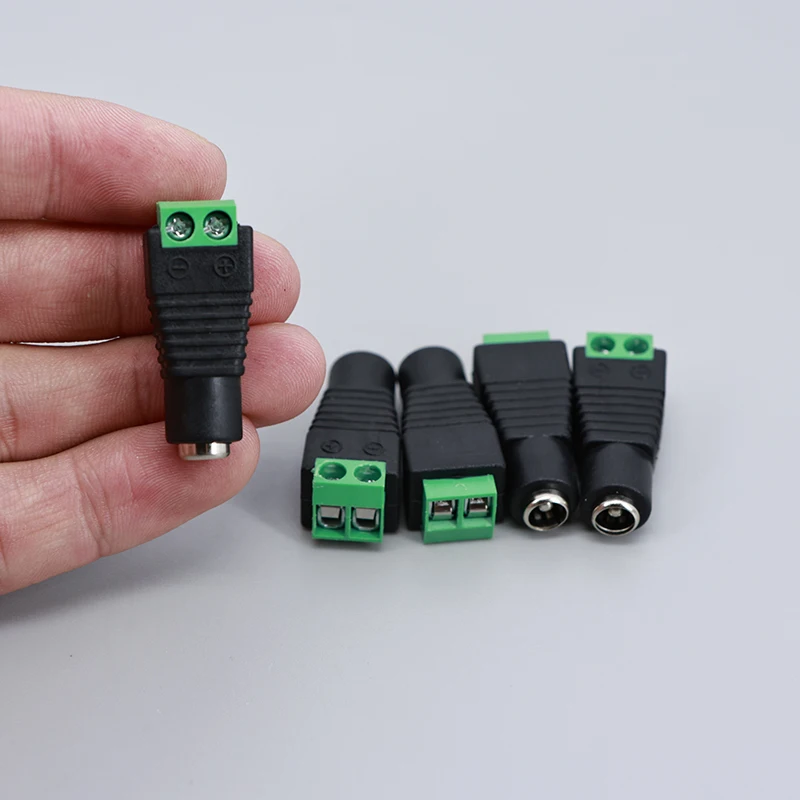 50pcs/lot 2.1x5.5 mm DC Female plug Connector power supply jack adapter BNC for CCTV camera LED strip lamp lighting light