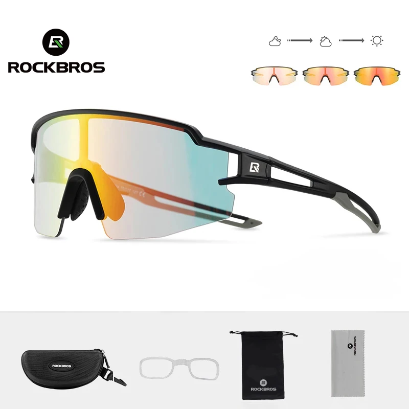 

ROCKBROS Bicycle Sunglasses Photochromic UV400 Sunscreen Fishing Camping Hiking Riding Eyeglasses Eyewear for Men Women