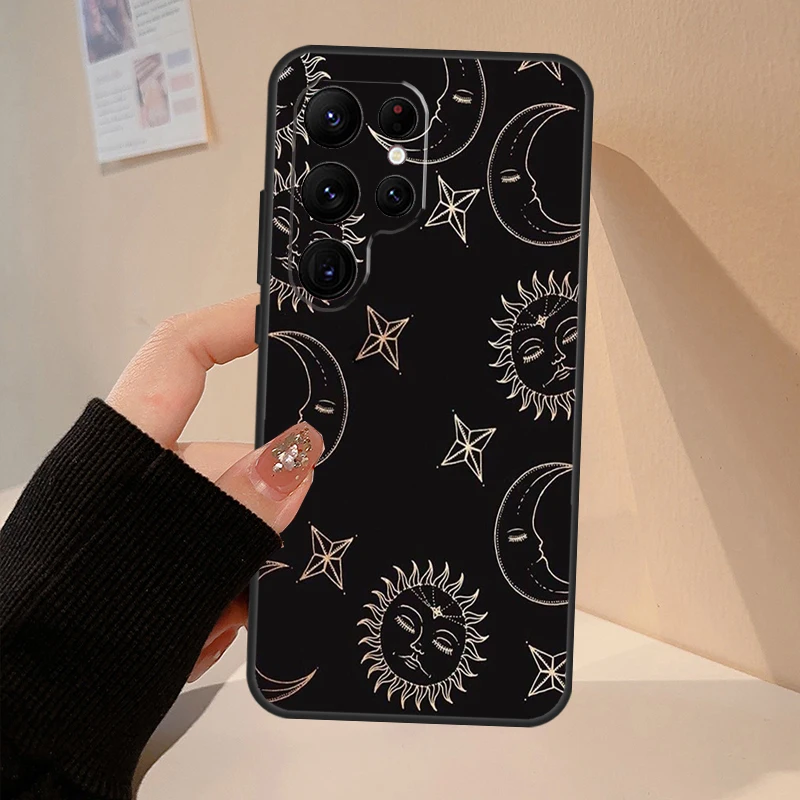 Celestial Mosaic Sun Moon Phone Case For Samsung Galaxy S22 S21 S23 Ultra Note 20 S8 S9 S10 Note 10 Plus S20 FE Cover