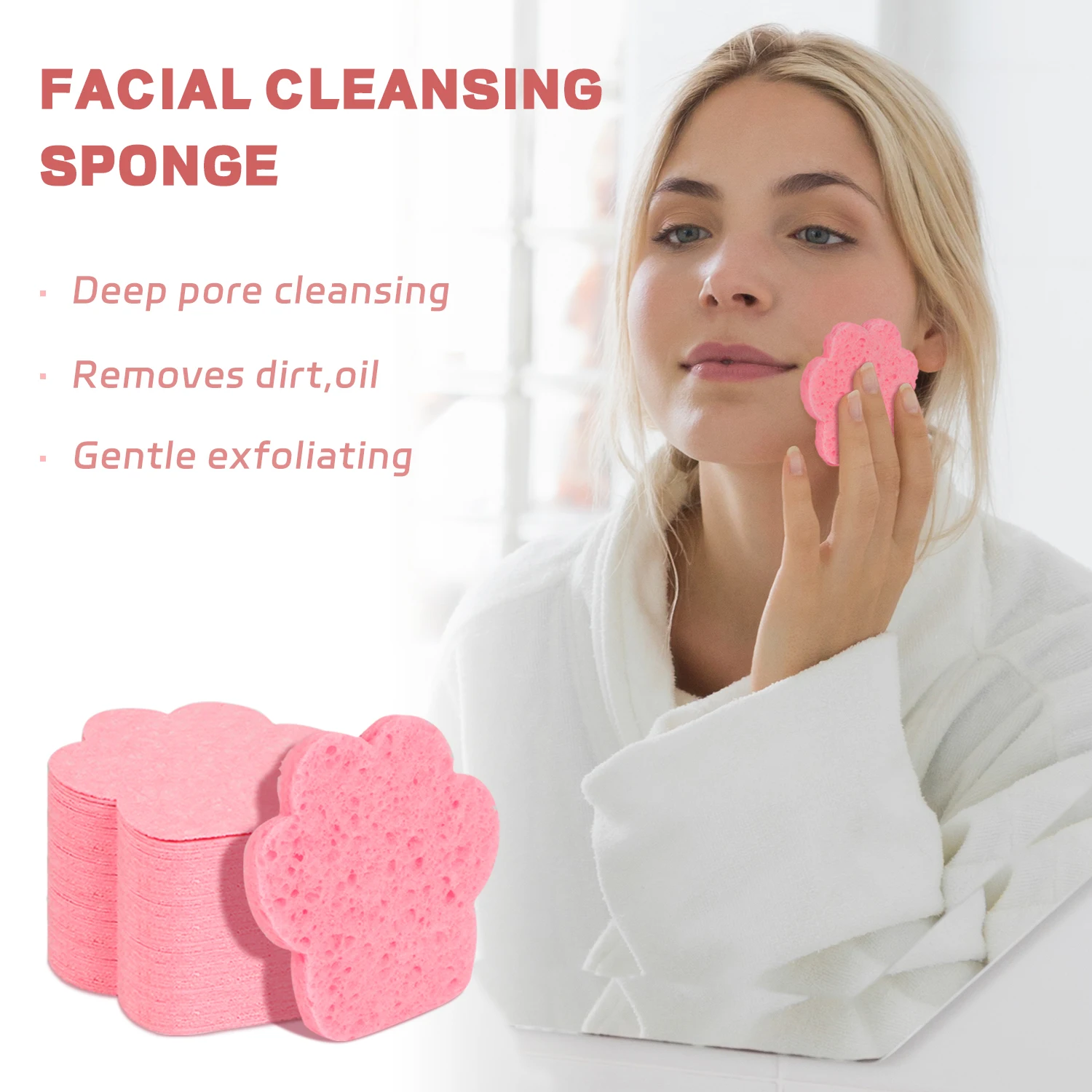 30 esponjas faciais comprimidas para pata de gato, expansão rápida na água, esfoliante macio e reutilizável, natural para limpeza diária