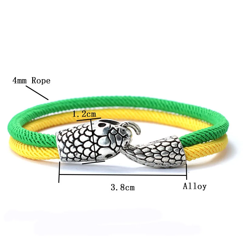 Bracciale serpente gotico per uomo bicolore giallo blu corda simbolo ucraino bracciale Homme bandiera brasiliana cavo colore brazlet Pulsera