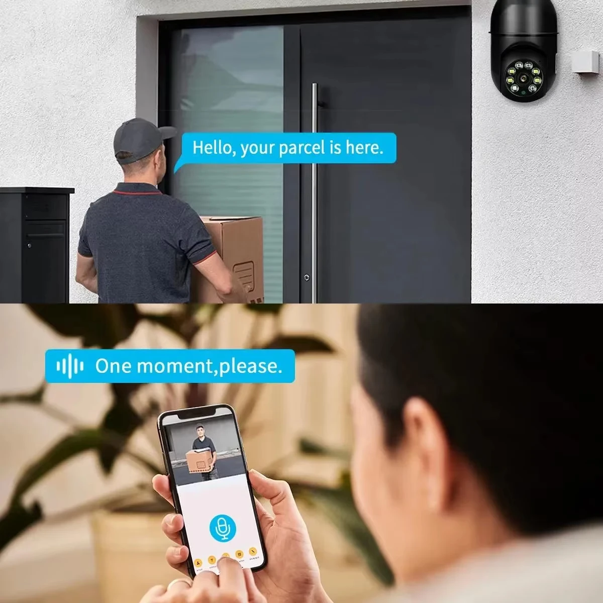 كاميرا مراقبة لمبة HD 1080P كاميرا WiFi 2.4 جيجا هرتز واي فاي تتبع تلقائي مراقبة فيديو IP لاسلكية خارجية