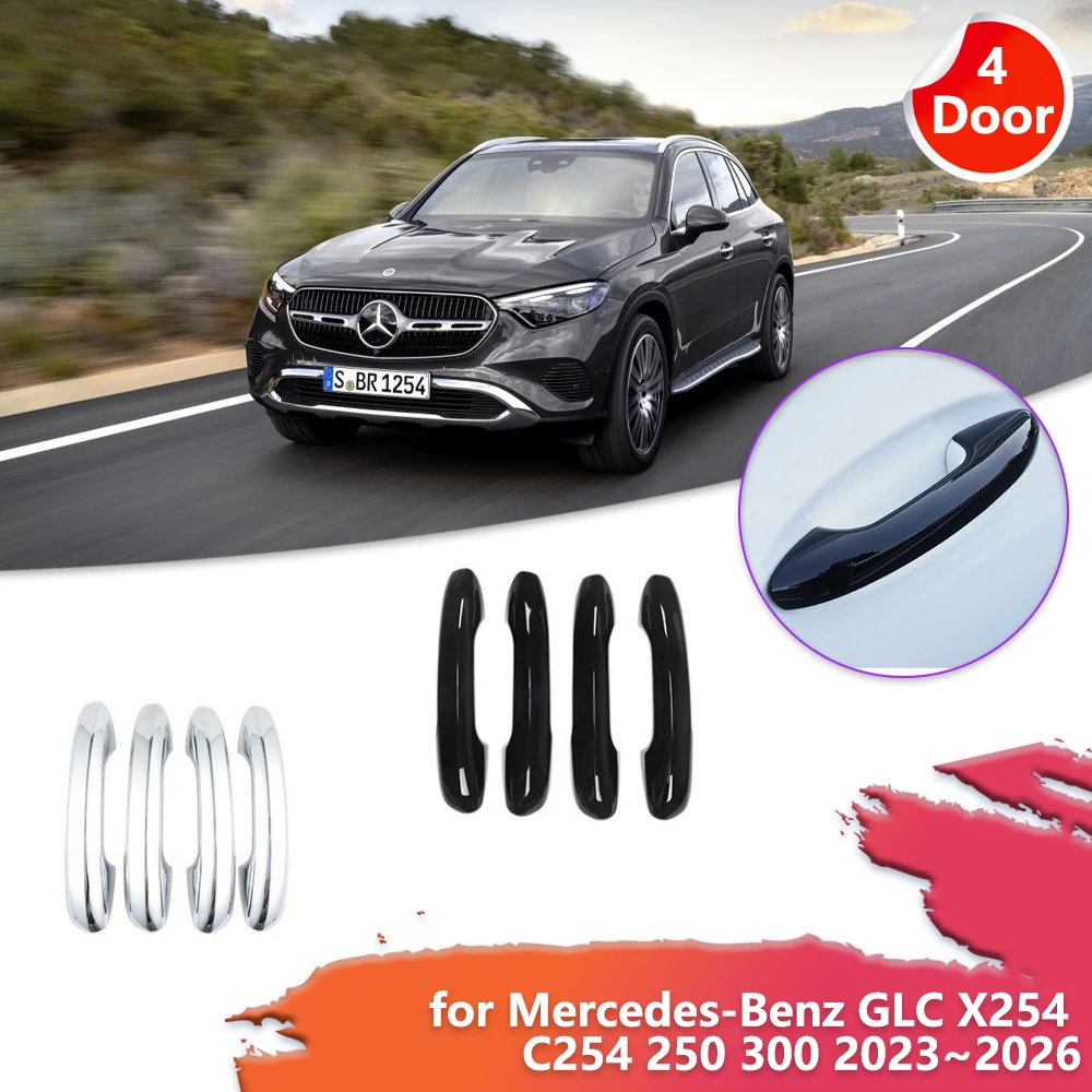 Накладки на ручки дверей для Mercedes-Benz GLC X254 C254 250 300 2023~2026 2024, ABS-наклейки, декоративные элементы для защиты от царапин, аксессуары для экстерьера