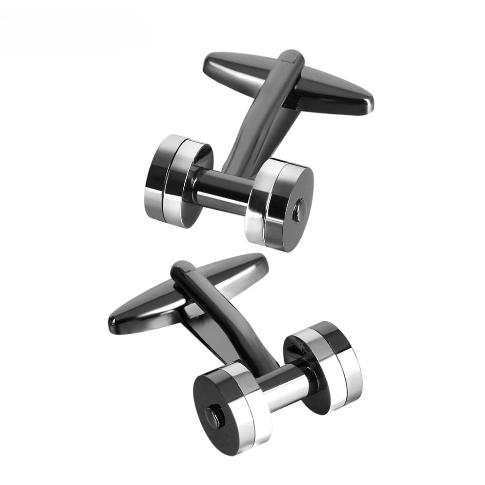Boutons de manchette pour chemise homme, style sportif Yaling, bicolore argent et noir, pour tenue formelle et professionnelle