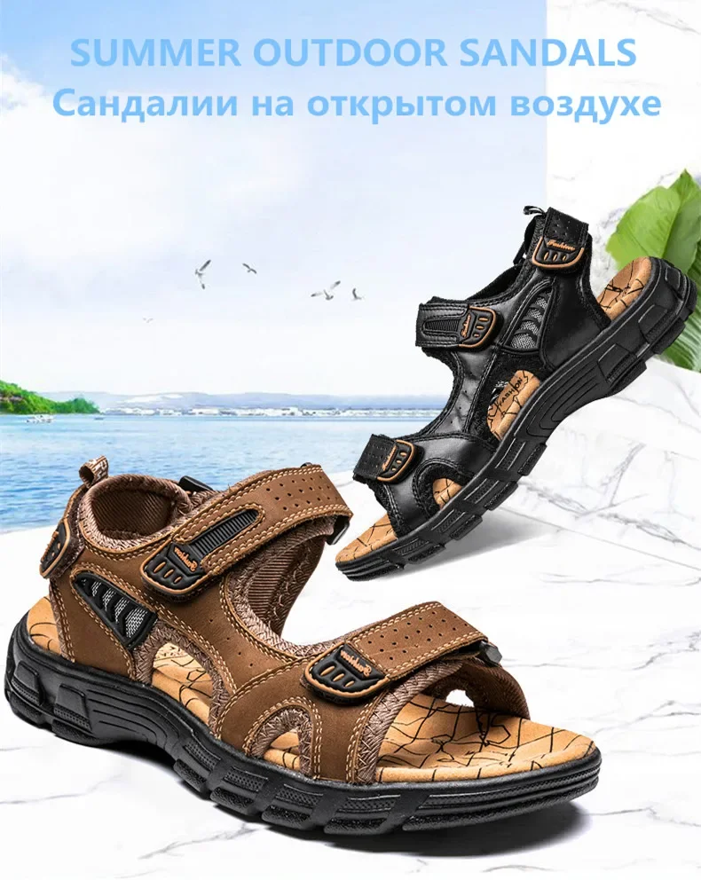 

Men Outdoor Casual Lightweight Sandal Fashion Men's Sneakers Size 38-46 Brand Classic Mens Summer Genuine Leather Sandals