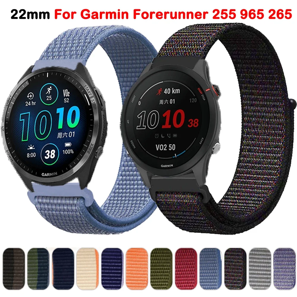 Nylon Loop For Garmin Forerunner 965 255 265 745 Bracelet For Garmin Vivoactive 4/Venu 2 3/Active/Fenix Chronos 22mm 20mm Strap