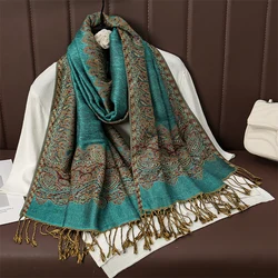 2024 Winter Scarf For Women Shawls Wrap Fashion Plaid Warm Thick Cashmere Scarves Lady Pashmina Female Bandana Quality Tassel