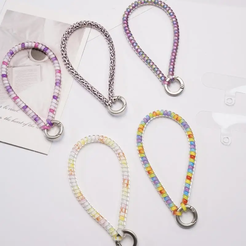 

Универсальный короткий спиральный эластичный ремешок для мобильного телефона, телефонный провод, подвесная цепочка на запястье, веревка, чехол для телефона, сумка, подвесной брелок