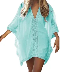 Vestido playero de retazos para mujer, Túnica de playa, falda de talla grande, traje de baño holgado y cómodo