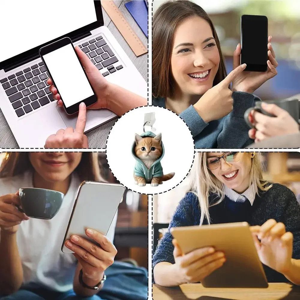 새로운 귀여운 휴대폰 먼지 방지 마개, 귀여운 고양이 모양 충전 포트 플러그, 고양이 먼지... - 4