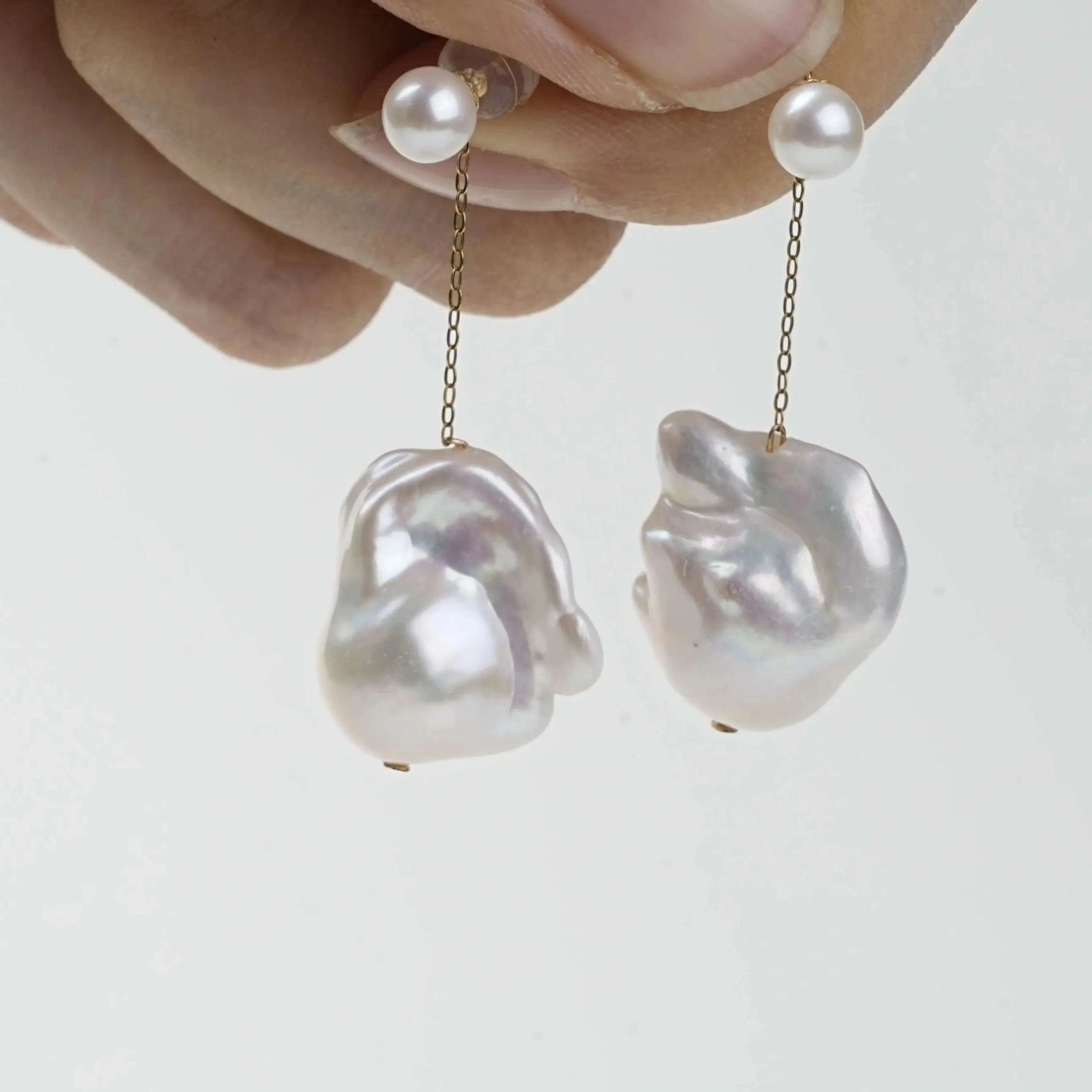 XF800 Natural Irregular 18K Gold Earring DIY Accessories 13-15mm Big Au750 Fine Jewelry for Women Boutique Giftdiy2026020