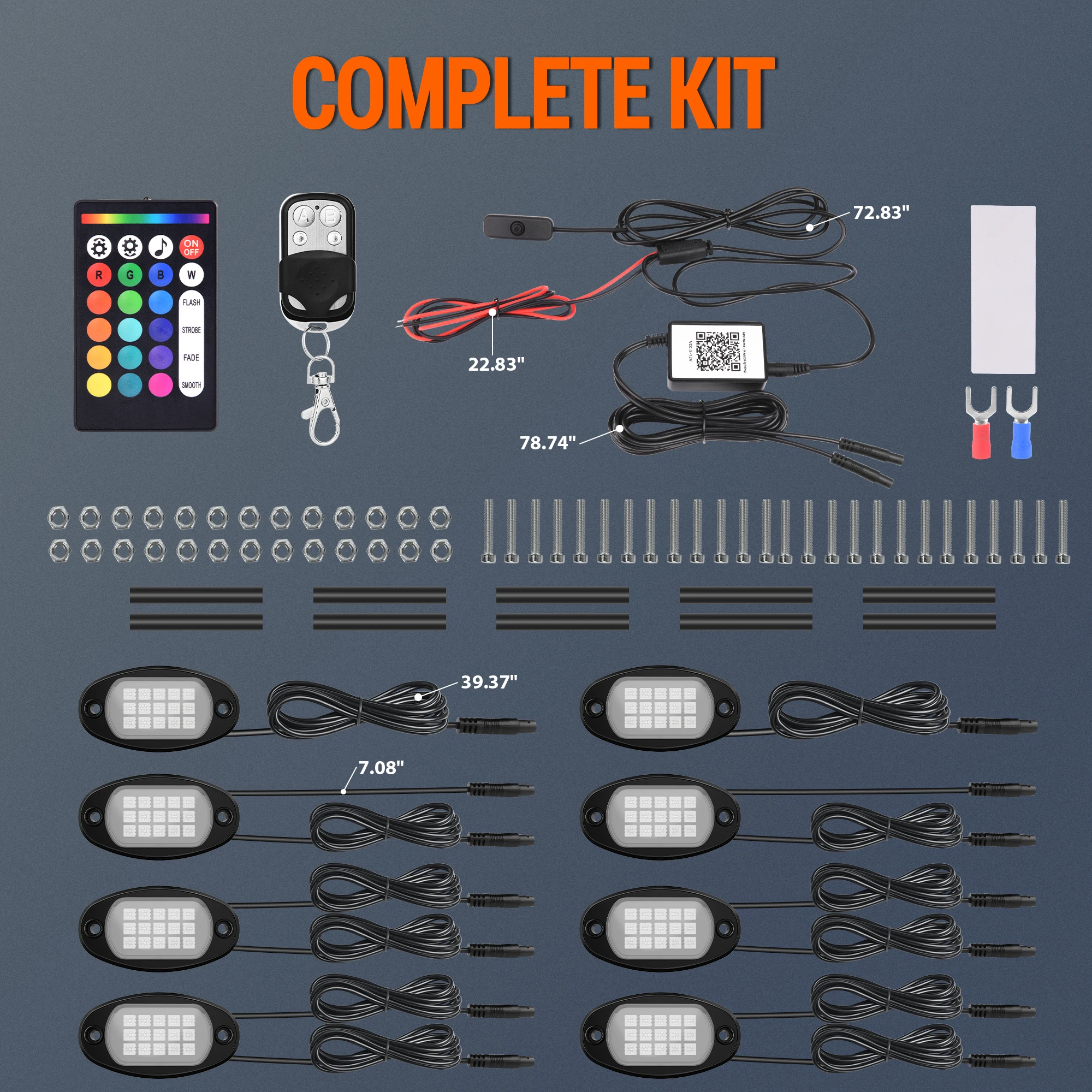 MICTUNING Universal RGB LED Rock Lights 12 Pods, Multicolor Underglow Neon Light Kits, Underbody Lamp Waterproof with APP/Remote