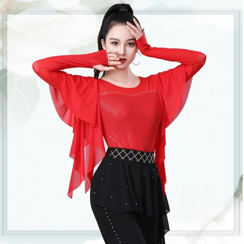 fashionable-modern-dance-practice-suit-long-sleeve-women's-gymba-latin-dance-clothes-friendship-dance-costume-slim-fit-base-b