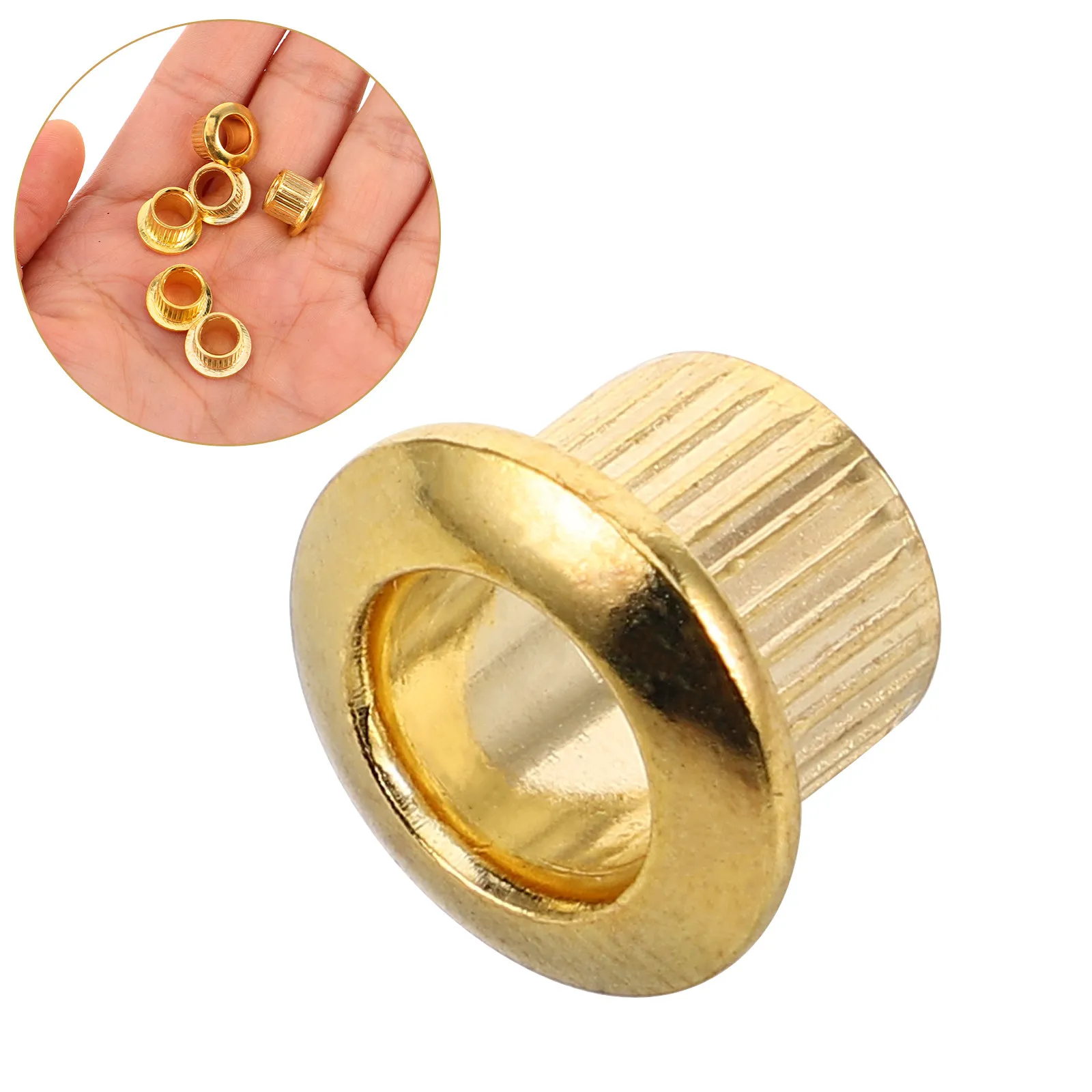 6Pcs Guitar Tuner Bushings Vintage Semi-Enclosed Metal Threaded Ferrules Electric Bass Guitar Replacement Hardware Upgrade
