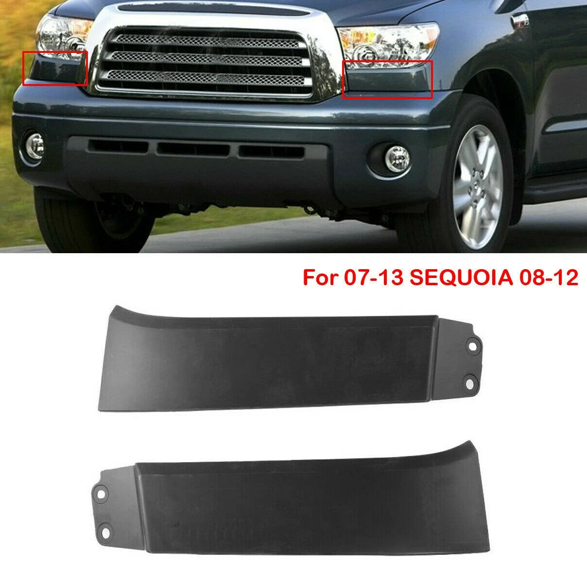 Car Bumper Grille Left + Right Headlight Filler Trim for Toyota-TUNDRA 2007-2013 SEQUOIA 08-12