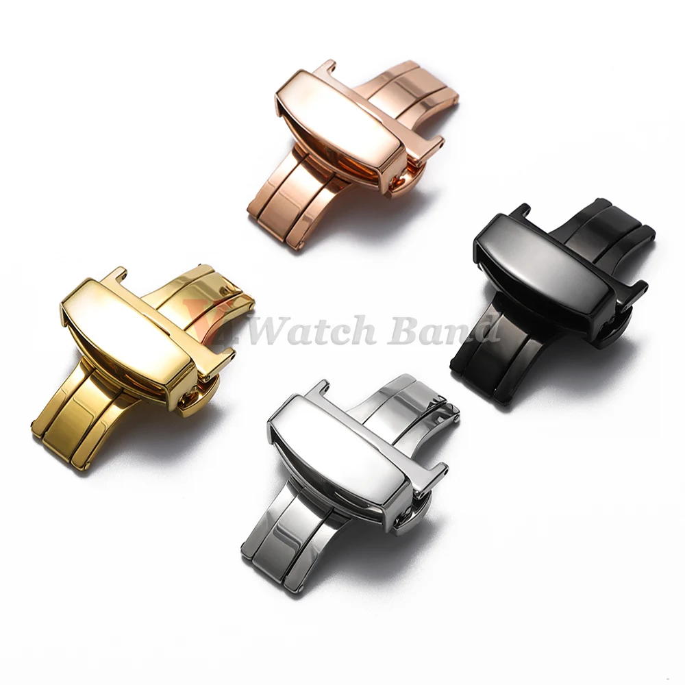 Stainless Steel Clasp Strap for Watch Band 18mm 20mm 22mm Deployment Butterfly Buckle Double Click 10/12/14/16mm Watchband Clasp view 3