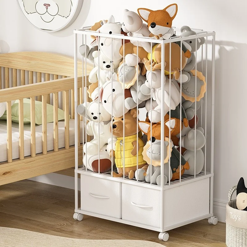 Lazychild Cross Border Plush Toy Storage Rack Movable Storage Basket Metal Large Capacity Animal Doll Storage Rack