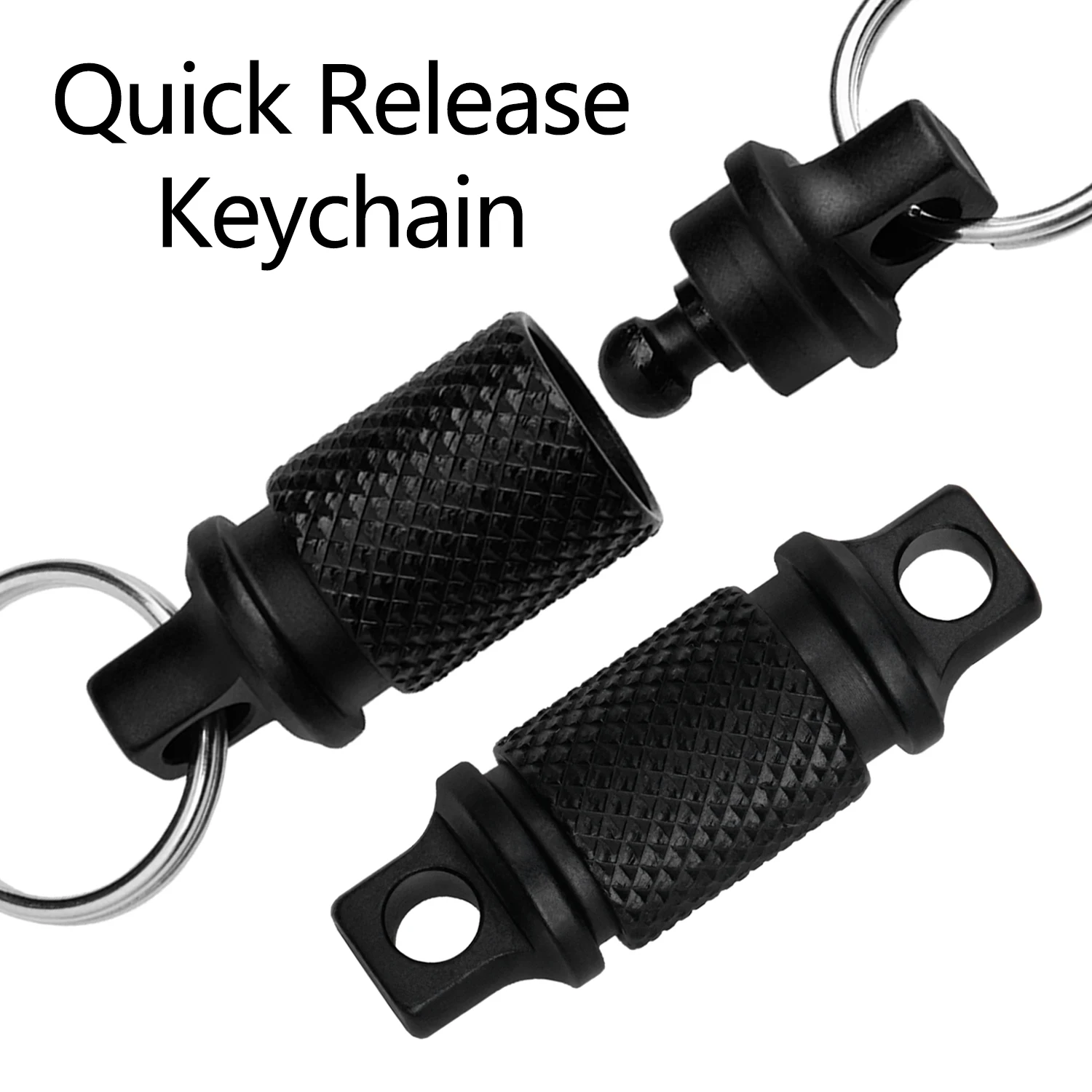 

Titanium Alloy Keychain Double Headed Quick Pull Buckle Removable Portable Outdoor Mountaineering Buckle EDC Tool Black New