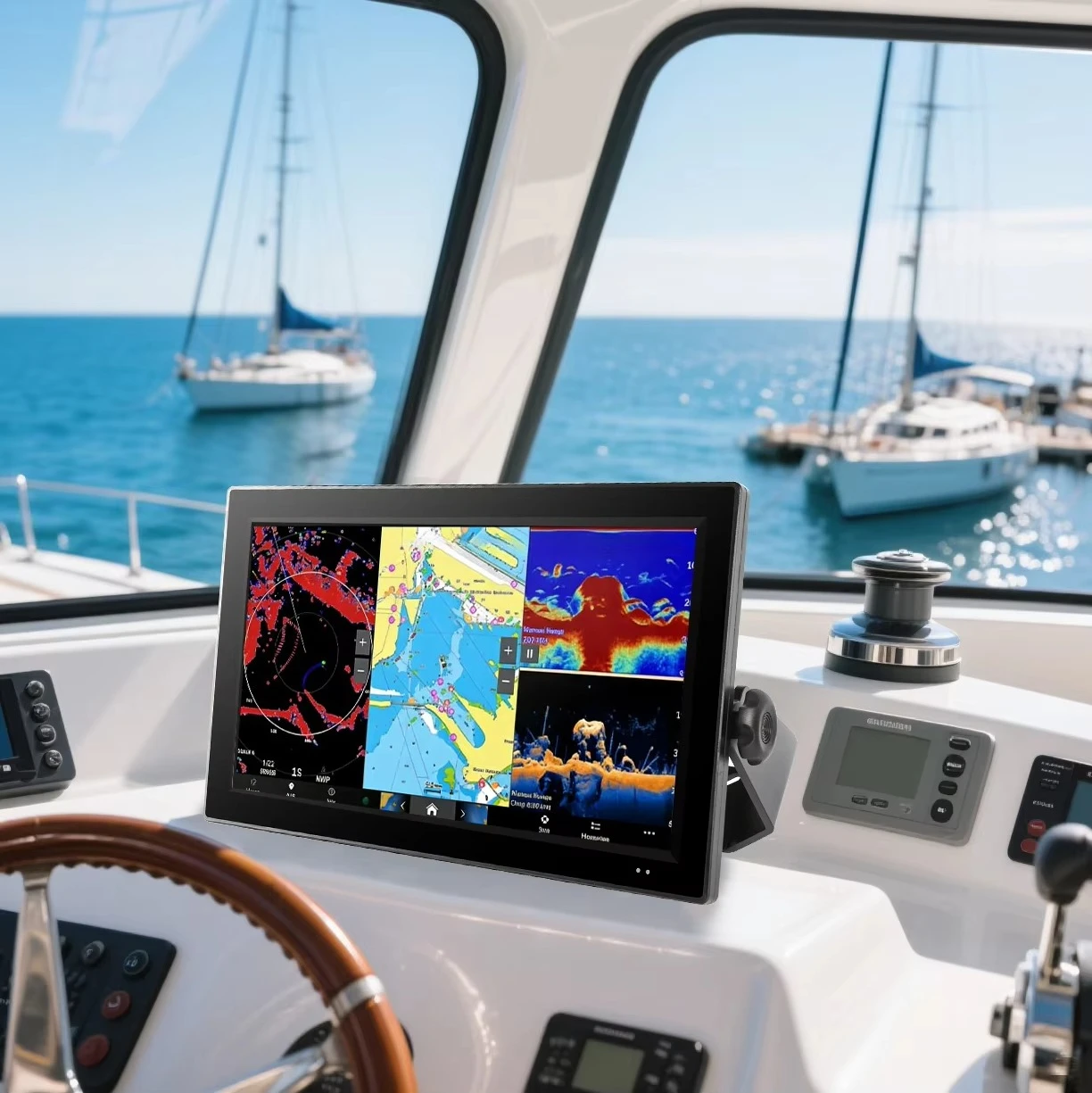 18.5 Inch Marine Via  Navigation GGarmin Fishfinder Display Full Waterproof Anti-glare Coatings Sunlight
