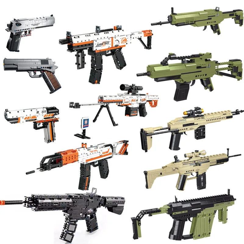 

Building Blocks Gun Series Sniper Rifle Pistol DIY Assembly Assault Rifle Model Creative Toys Ornament Boy Holiday Gift 70001-17
