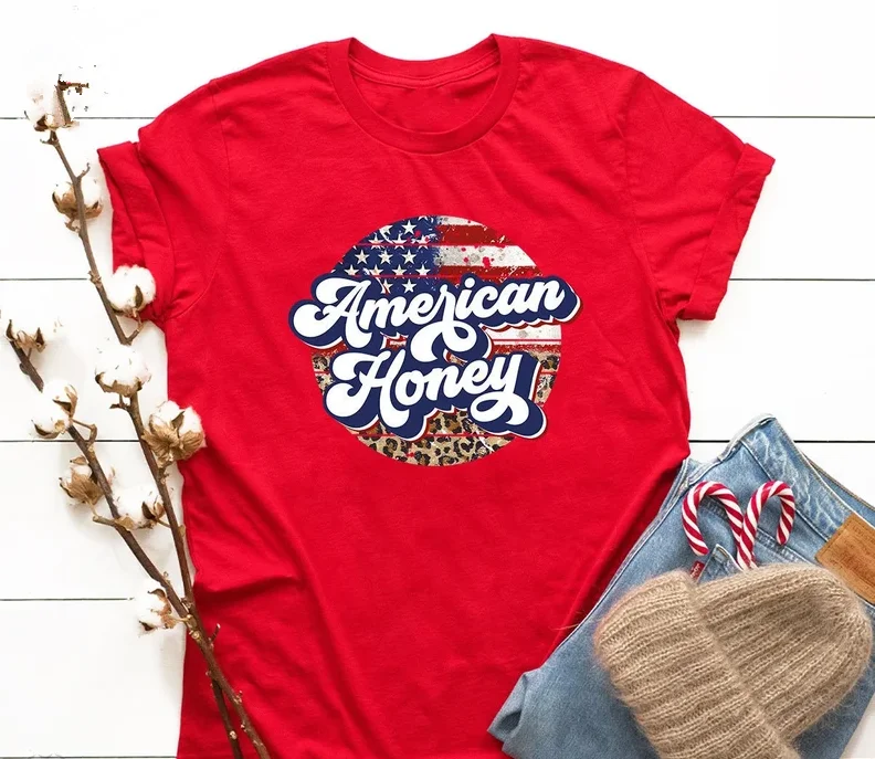 Camiseta americana del 4 de julio, camisa patriótica americana, camisa del Día de la Independencia Americana, Top de manga corta, camisetas con cuello redondo 100% algodón