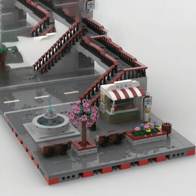 1489 Uds. MOC paisaje urbano dominante para peatones sistema de carretera Modular DIY modelo bloques de construcción juguetes de cumpleaños regalo