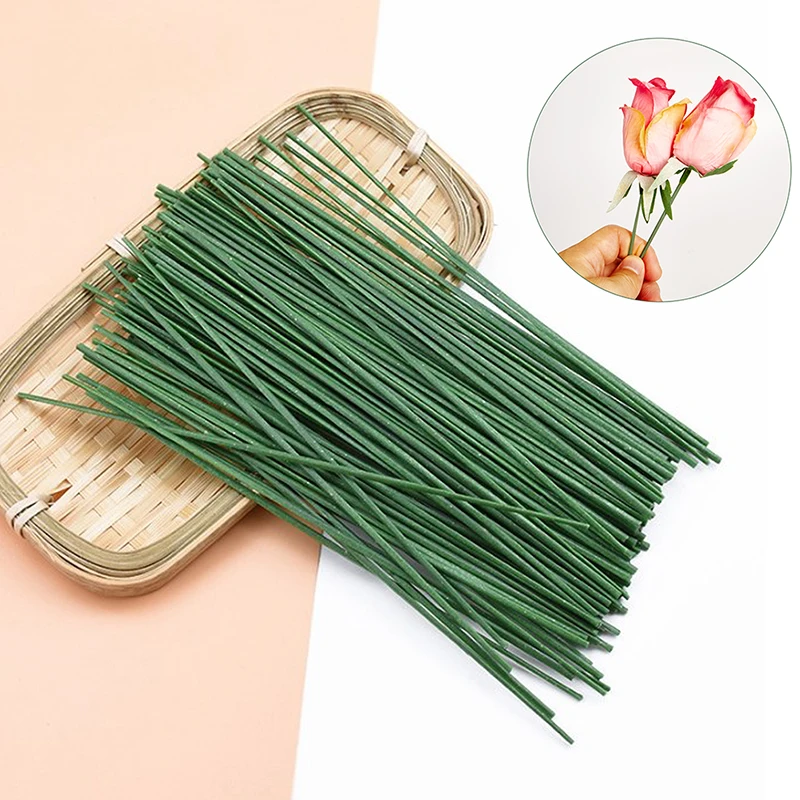 

50PCS Artificial Flowers Pole Iron Wire Silk For Wedding Home Decor DIY Wreath