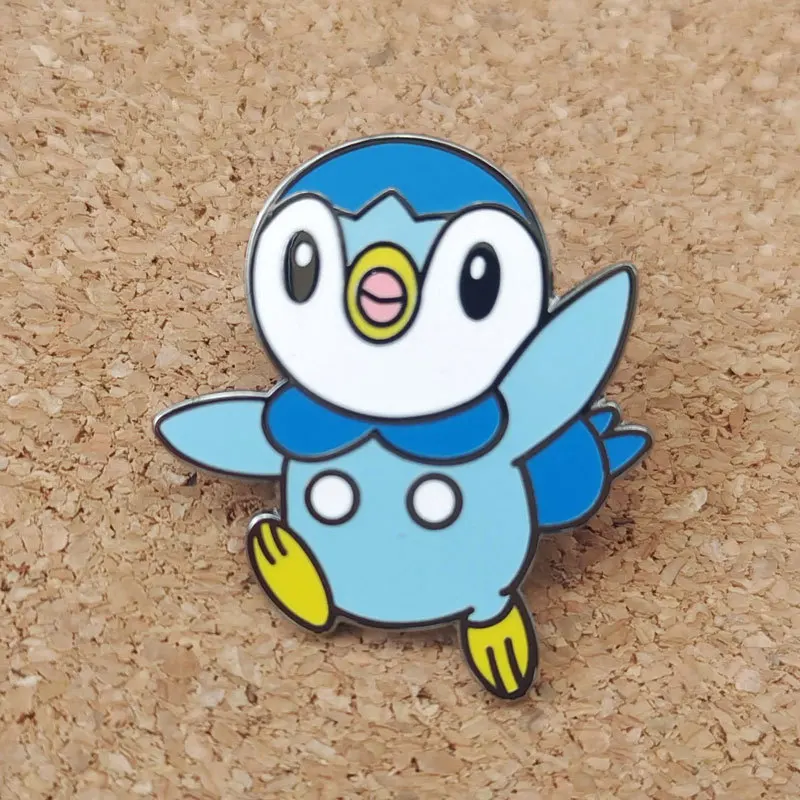 Alfileres de esmalte duro de Pokémon para hombre y mujer, broche de Piplup de pingüino Kawaii, colección de insignias de solapa, joyería de moda, regalos, adorna sombrero de mochila