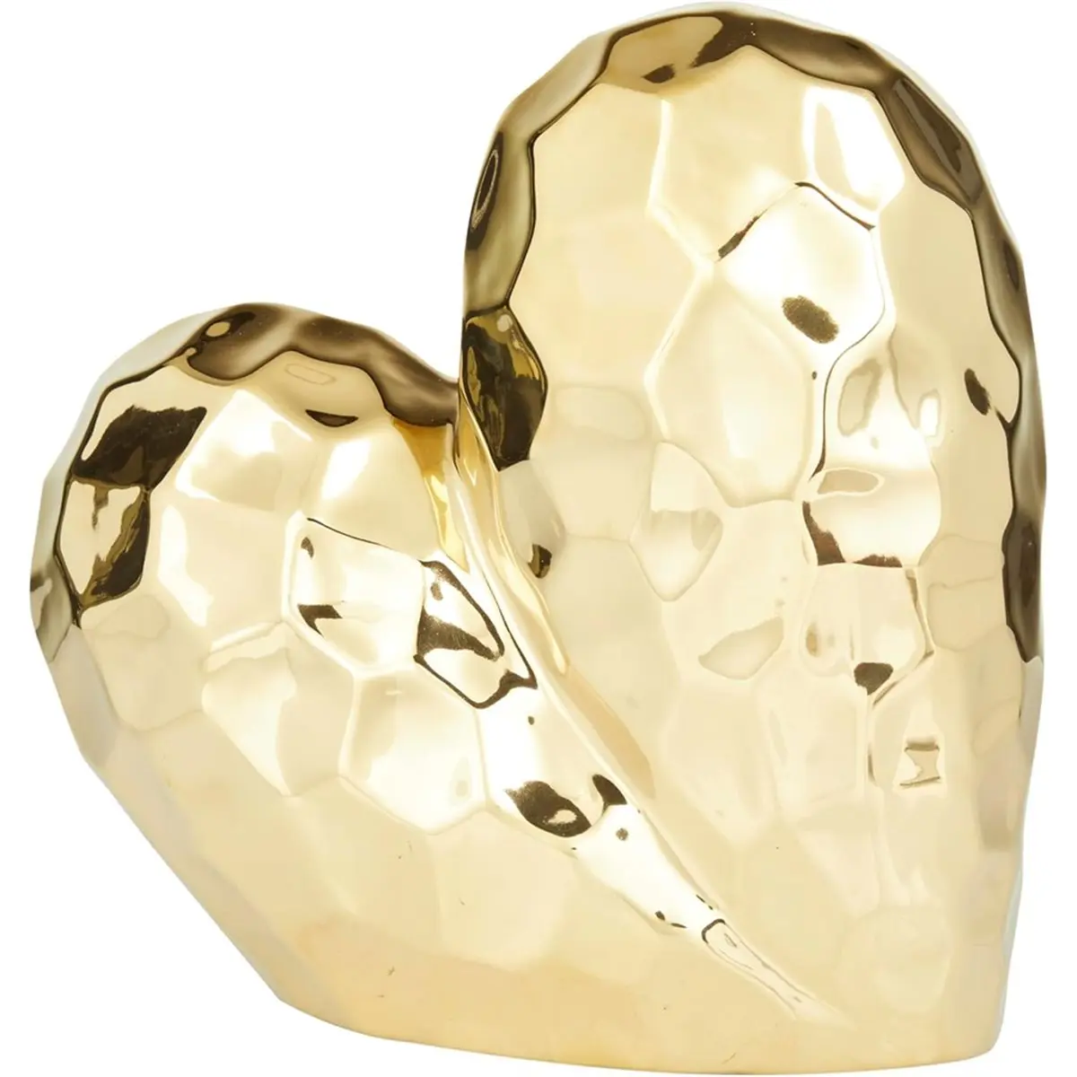 1pc Porcelain Ceramic Heart Decorative Sculpture Dimensional Angled Origami Inspired Home Decor Statue, 26cmx26cmx13cm