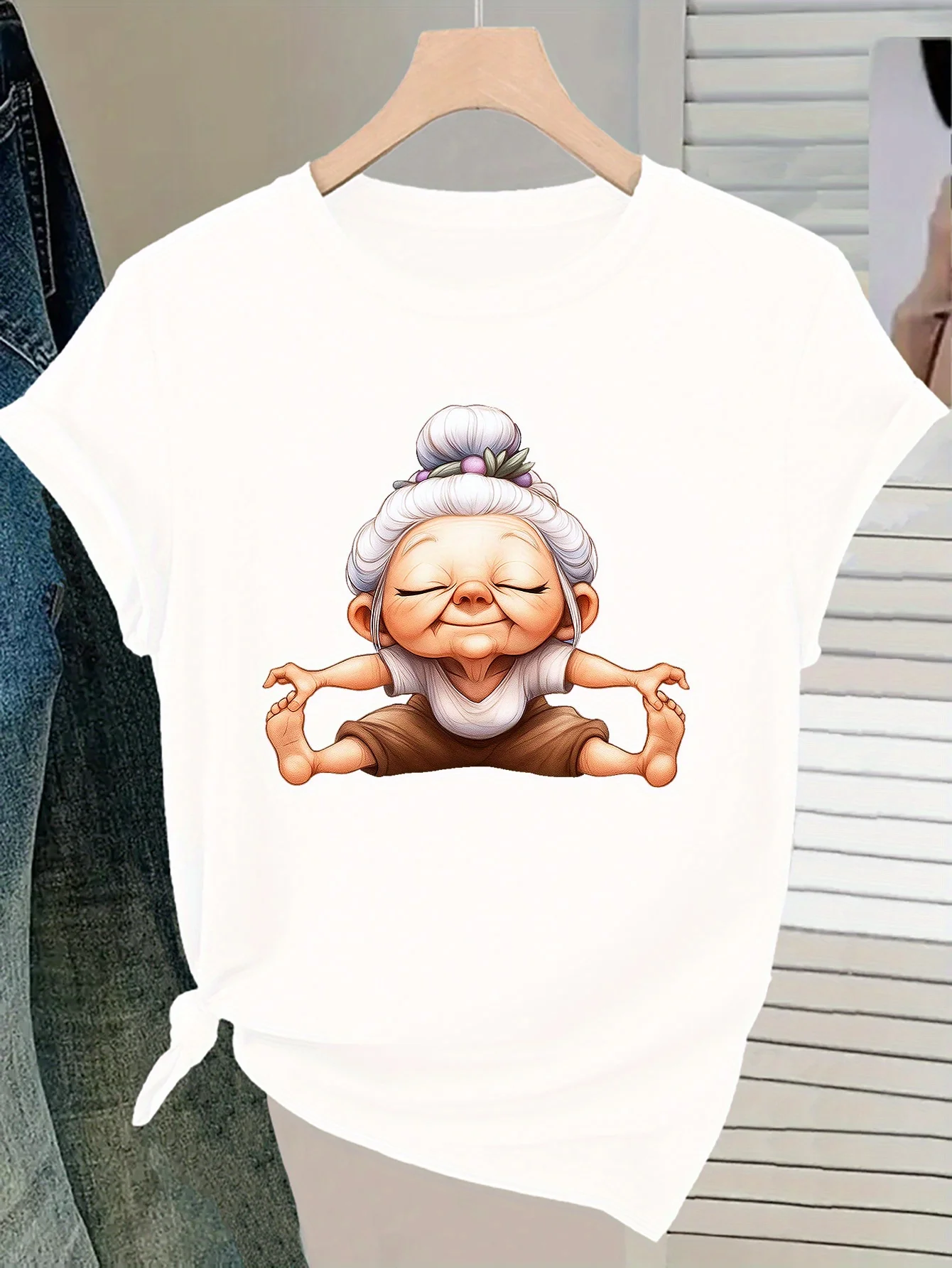 

Camiseta gráfica de abuela de Yoga para mujer divertida ropa informal de manga corta Harajuku para abuela de Yoga camisetas