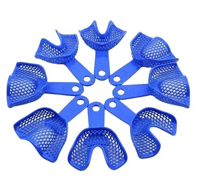 

Yayida 2Pcs Dental Blue Steel Dental Tray Impression Trays Dental Oral Mesh Shape Dentist Tools