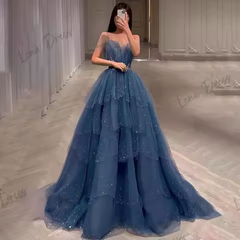 Lena Off the Shoulders Dress Women Elegant Party Dresses Woman Custom Made Layered Line A Women's Evening Dress Prom Wedding