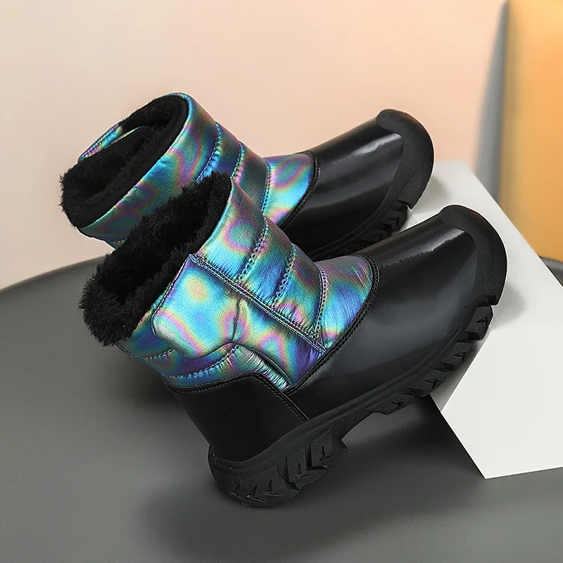 أطفال دافئ جودة عالية أفخم أحذية الشتاء في الهواء الطلق الأطفال أحذية الأميرة أنيقة الفتيات أحذية مقاومة للماء فتاة صبي الثلوج الأحذية #5