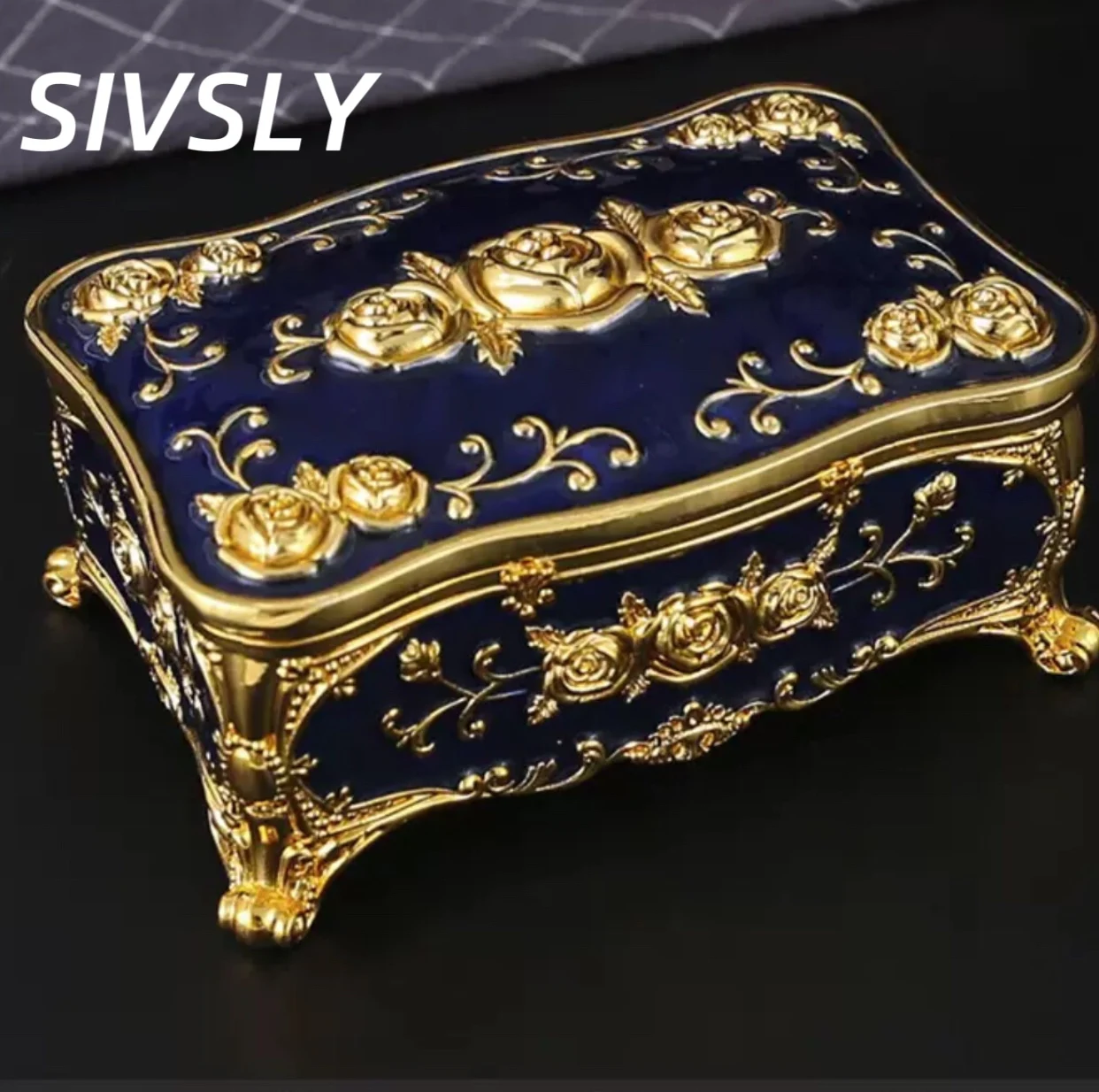 

Роскошная шкатулка для украшений в европейском стиле, металлическая шкатулка для украшений в форме розы, креативная шкатулка для хранения колец, ожерелий и серег, свадебный подарок