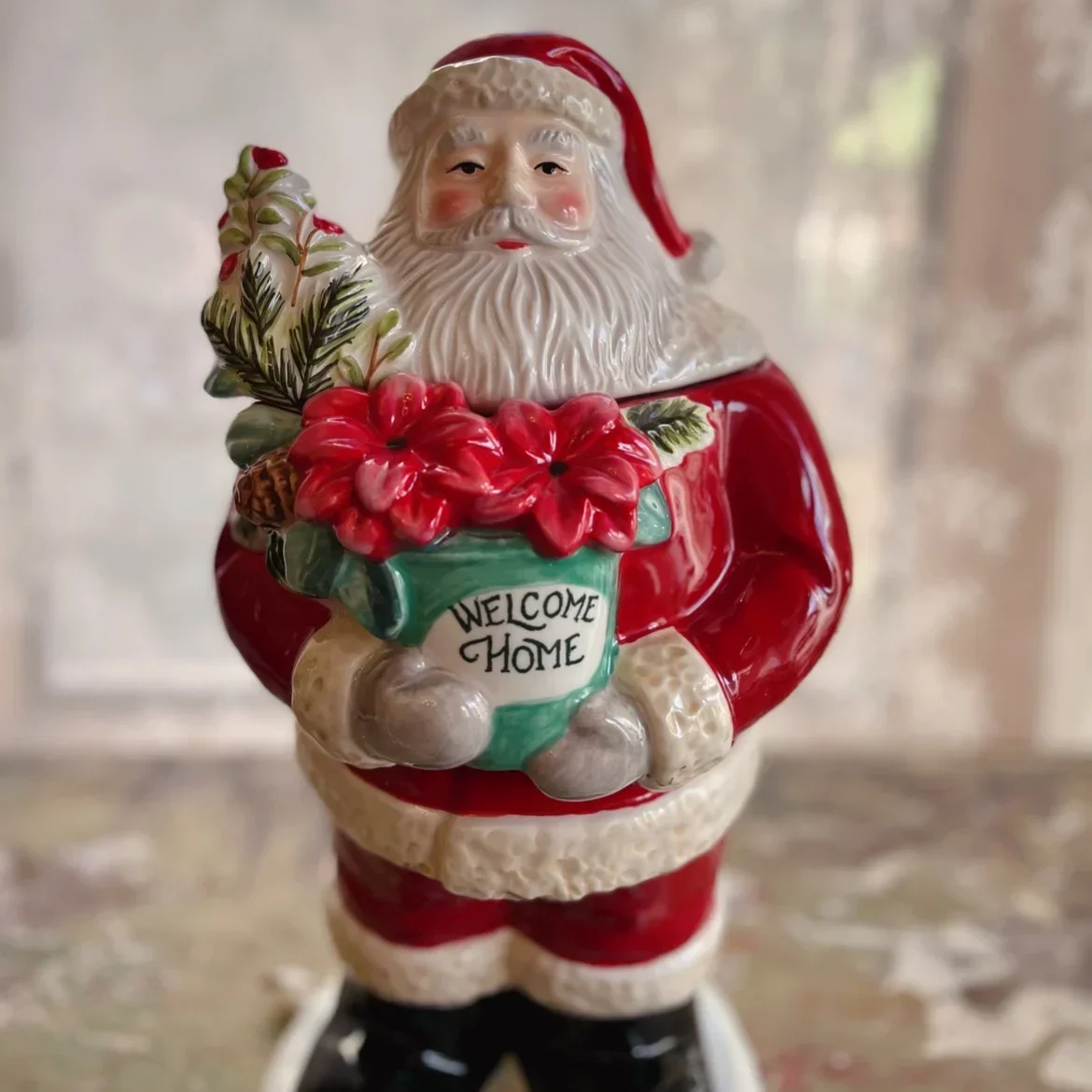 Christmas gift American retro Santa Claus cookie bucket candy holiday decoration ornament ceramic
