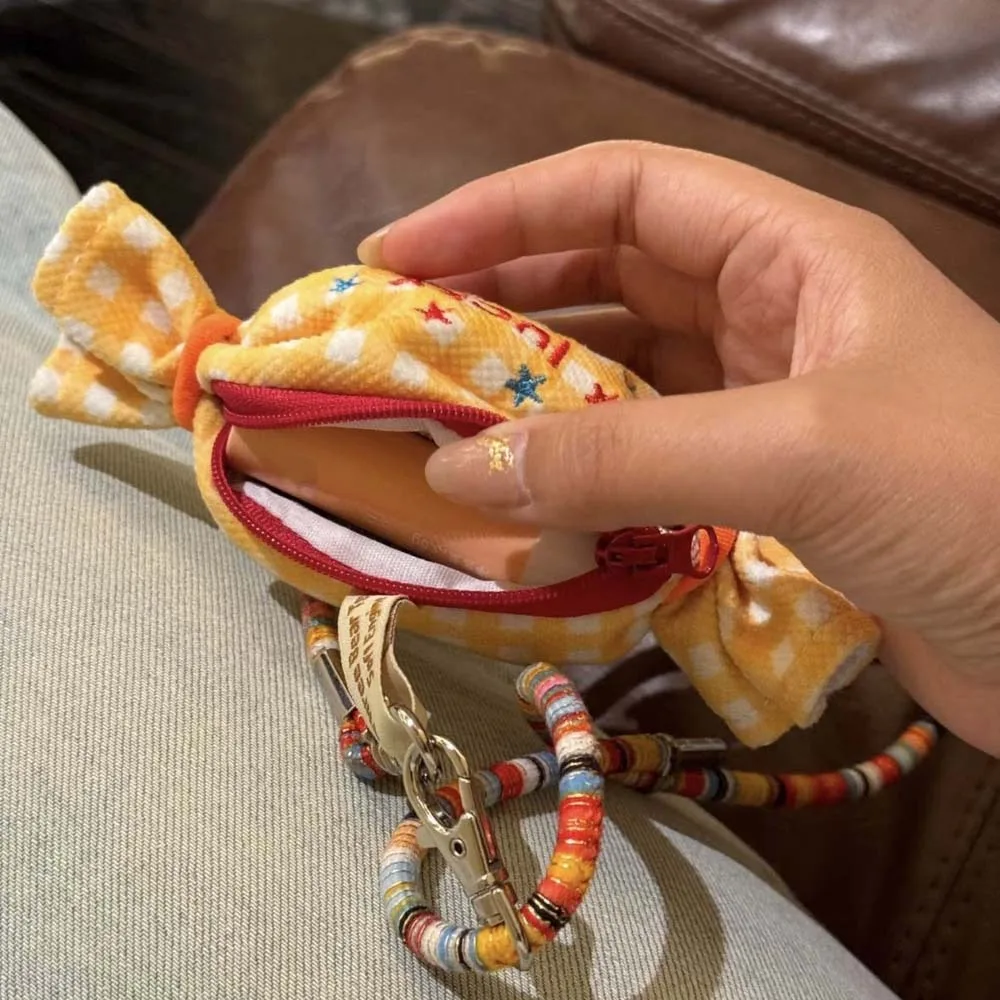 지갑 스위트 캔디 디자인 동전 지갑 분실 방지 스타 립스틱 이어폰 가방 캔버스 천 창의적인 미니 번들 포켓 학생용