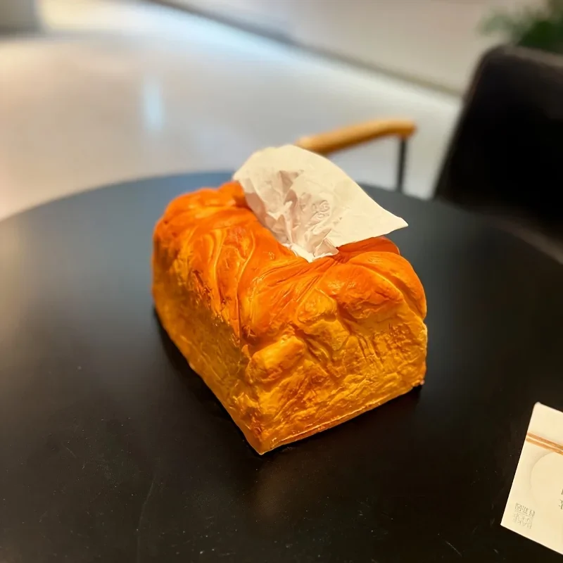 Toast Shaped Vinyl Desktop Tissue Organizer, Creative Napkin Storage Holder for Daily Use