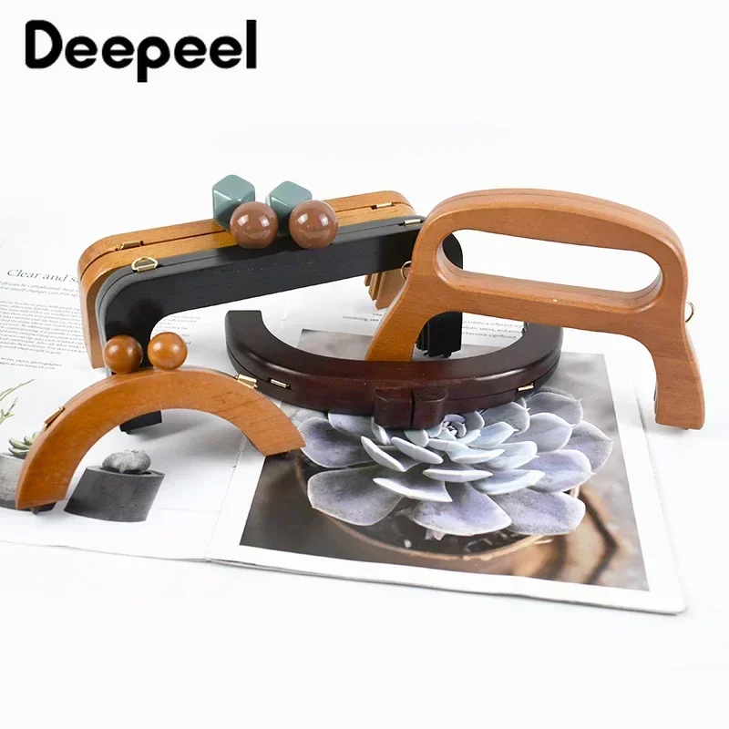 1Pc Deepeel Bag manico in legno borse chiusura chiusura a bacio cornici per borse fibbie di bloccaggio maniglie borsa fai da te staffe per cucire accessori