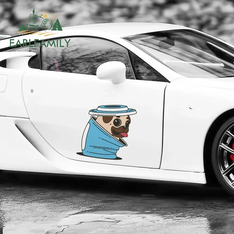 

EARLFAMILY 43cm x 42.3cm for Pug Car Stickers Auto Air Conditioner Decal Waterproof Sunscreen Scratch-Proof For JDM SUV RV