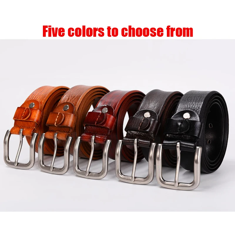 3.7CM Top Cowhide Belt Men Copper Buckle Top Genuine Leather Casual Jeans Belt High Quality All-match  Retro personal Male Strap