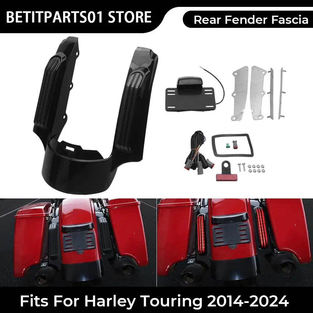 Motorcycle Accessory 1 Set Rear Fender Fascia With LED Tail Light ABS Plastic For Electra Glide Ultra Classic FLHTCU 2014-2020