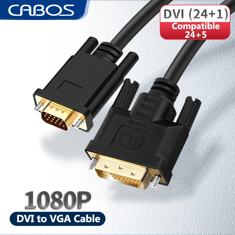 1080P DVI do VGA Adapter kabel DVI 24 + 1 kompatybilny 24 + 5 DVI do VGA z męskiego na męskie do projektor do komputera Monitor HDTV VGA Adapter