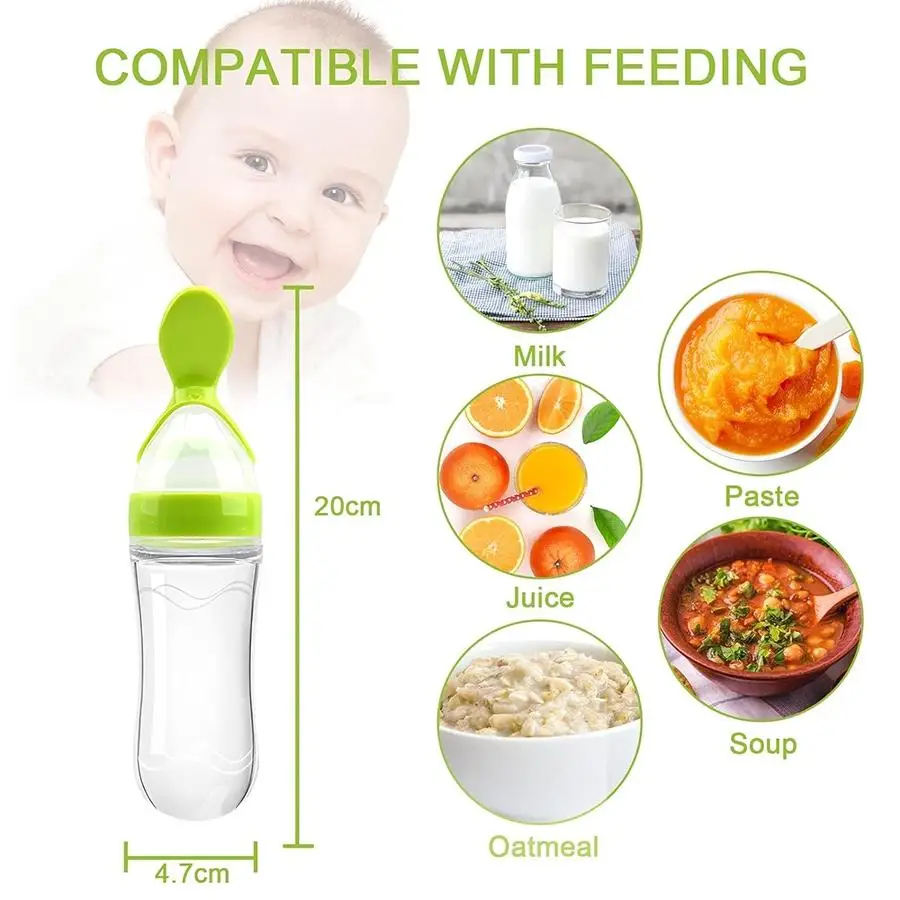 Ultra-soft silicone spoon head For 6-36 months baby Bowl and spoon all in one Single-handed feeding baby Silicone feeding spoon