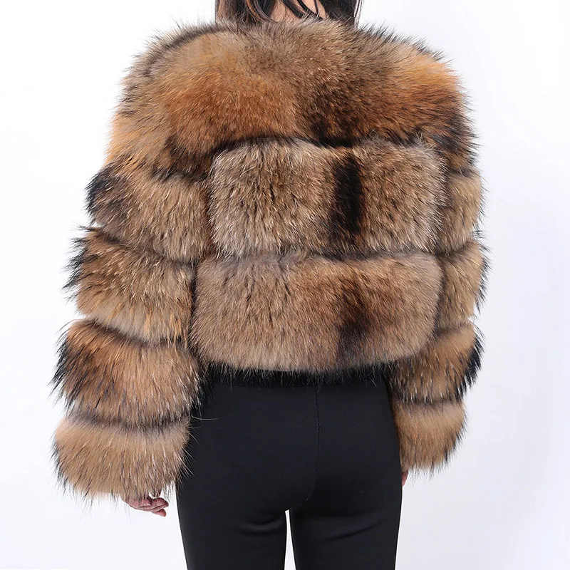 Maomaokong 2024 Natural Real Raccoon Fur Coat Women Hooded  Luxury Fur Jackets Winter Warm Female Clothes Vest